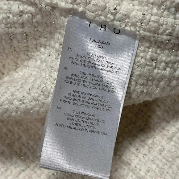 IRO Saussan  Tweed Open Front Ivory White Glitter Blazer Jacket Womens 38 - Picture 12 of 13